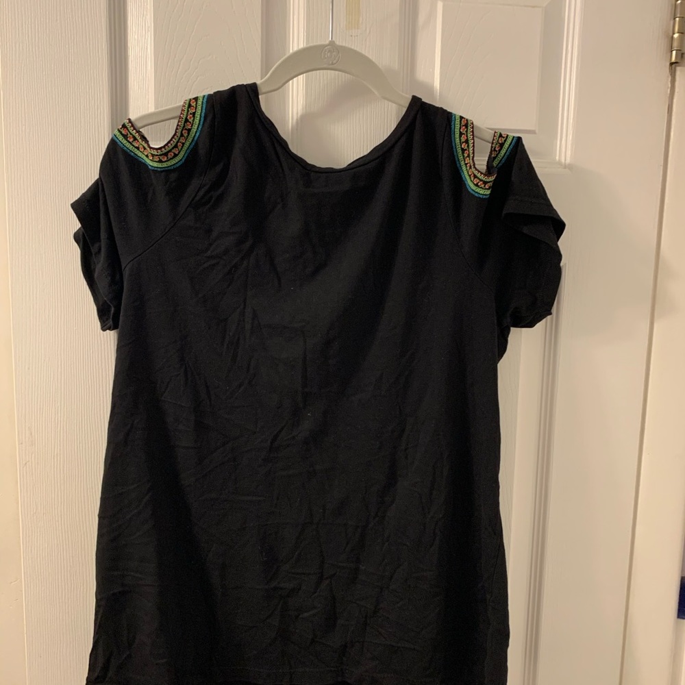 Embroidered cold shoulder top